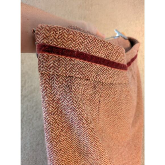 Evan Picone Red Herringbone Pencil Skirt Size 10 Velvet Belt Lined Retro - Picture 5 of 9